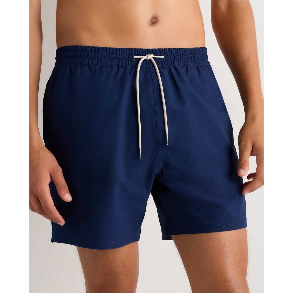 Quince Mens Blue Pinstripe Swim Shorts Trunks Mesh Lining Size L Quick Dry